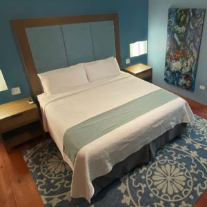 King suite at Old Crow Boutique Hotel with posh bed and decor